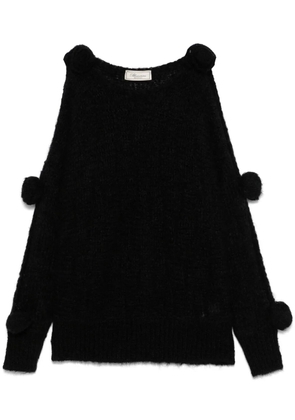 Blumarine floral-appliqué sweater - Black