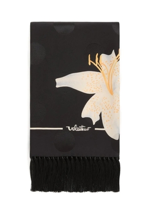 Valentino Garavani Apres L'Hiverlilium fringed scarf - Black