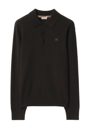 Burberry Equestrian Knight embroidery long-sleeve polo shirt - Brown