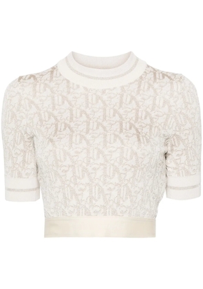 Palm Angels monogram-jacquard knitted crop top - Neutrals