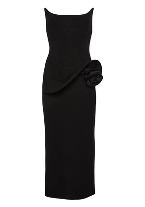 Magda Butrym floral-appliqué bustier midi dress - Black