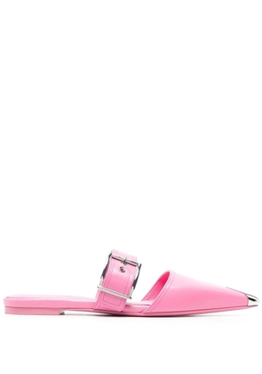 Alexander McQueen buckled leather mules - Pink