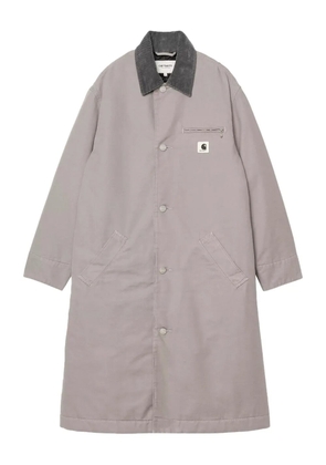 Carhartt WIP corduroy-collar button coat - Grey