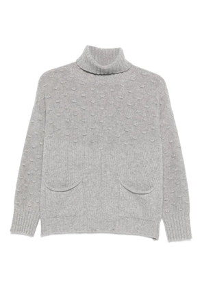 TABARONI CASHMERE roll-neck textured sweater - Grey