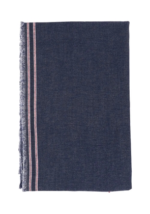 Faliero Sarti stripe-detail frayed-edge scarf - Blue