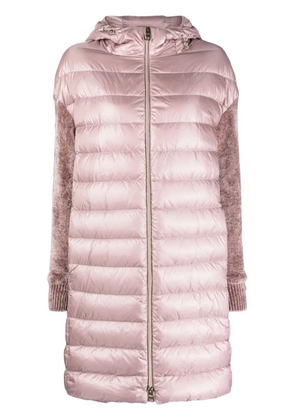 Herno contrast-sleeve padded hooded coat - Pink
