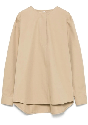 TOTEME collarless cotton shirt - Neutrals