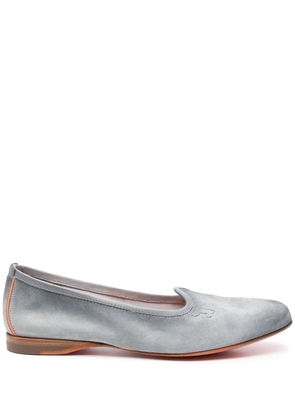 Santoni embroidered-logo suede slippers - Blue