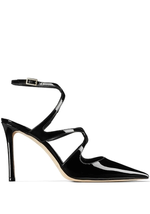 Jimmy Choo Azia 95mm patent-finish leather pumps - Black