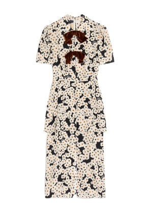 Valentino Garavani Primula-print bow-details midi dress - Black