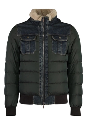 Moorer denim-panelled bomber jacket - Green