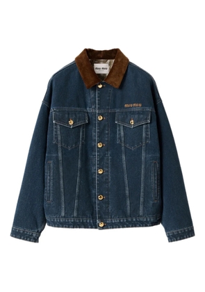 Miu Miu velvet-collar denim jacket - Blue