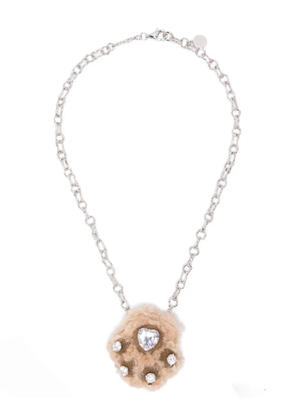 YVMIN heart-shaped crystal embellished necklace - Silver