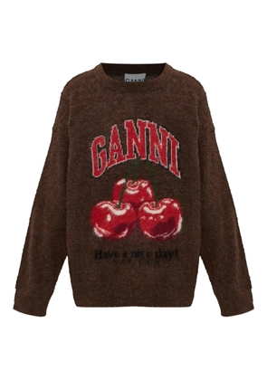GANNI cherry-graphic sweater - Brown