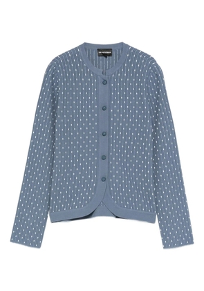 Emporio Armani dot-pattern ribbed cardigan - Blue