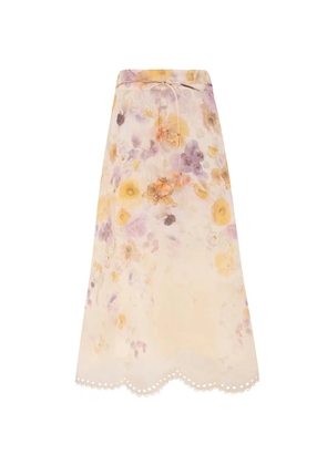 ZIMMERMANN Memento embroidered midi skirt - Neutrals
