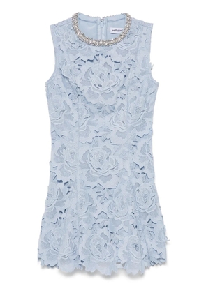 Self-Portrait Flower lace mini dress - Blue