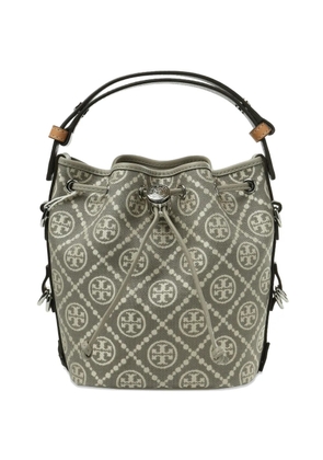 Tory Burch monogram drawstring-fastening bucket bag - Grey