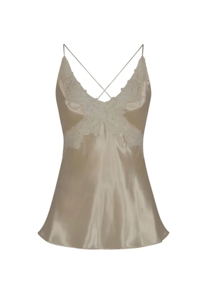 Alberta Ferretti lace-trim cross-back top - White