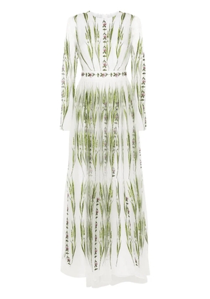 Giambattista Valli floral-embroidered tulle dress - Neutrals