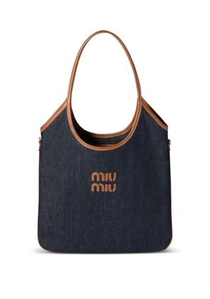 Miu Miu Ivy leather-trimmed denim shoulder bag - Blue