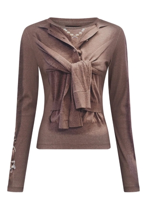 Marine Serre trompe-l'oeil long-sleeve T-shirt - Neutrals