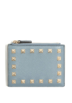 Valentino Garavani Rockstud grained-leather card holder - Blue