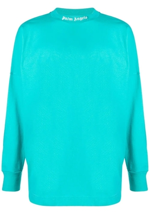 Palm Angels logo-print long-sleeve T-shirt - Blue