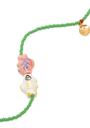 Anni Lu fish charm beaded necklace - Green