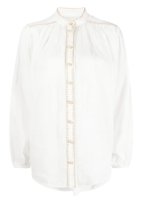 ZIMMERMANN Junie stitch-detail ramie blouse - White