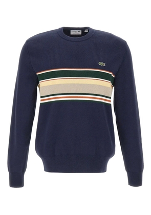 Lacoste textured-stripes logo-embroidered sweater - Blue