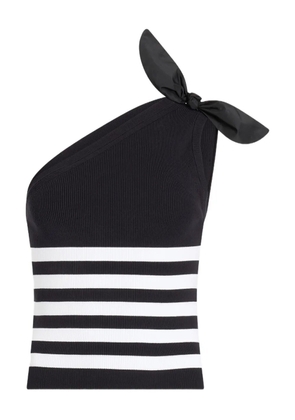 Patou striped-pattern bow-detail one shoulder top - Blue