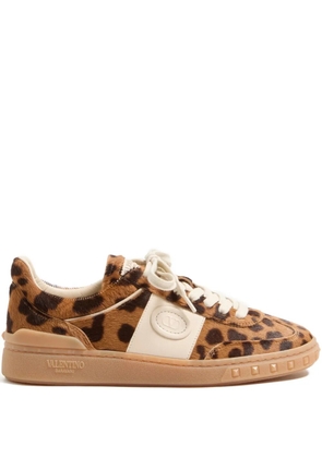 Valentino Garavani Upvillage animalier-print calfskin sneakers - Brown