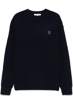 Maison Kitsuné Bold Fox Head-patch ribbed sweater - Blue