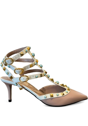 Valentino Garavani studded leather lace-up shoes - Neutrals