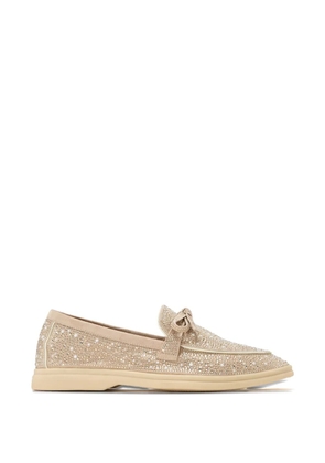 NICOLI Aurelia embellished bow-detail loafers - Neutrals