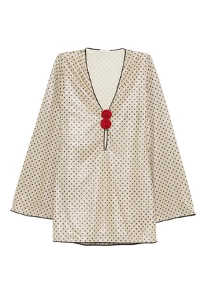 Oséree polka-dot rose-detail beachwear - Neutrals