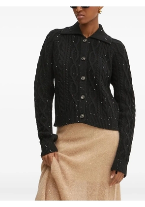 Liviana Conti sequin-embellished cable-knit cardigan - Black