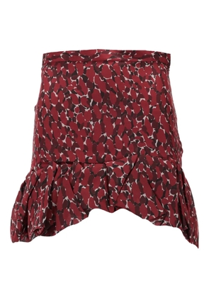 Saint Laurent ruffled abstract-print mini skirt - Red