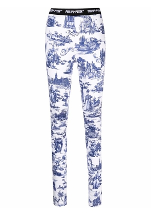 Philipp Plein embroidered high-rise leggings - Blue