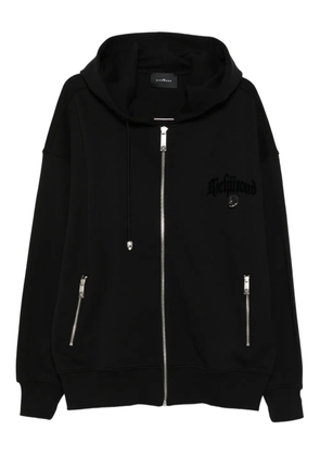 John Richmond logo-embroidered zip-up hoodie - Black