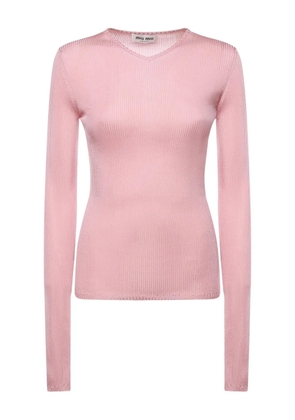 Miu Miu V-neck ribbed top - Pink