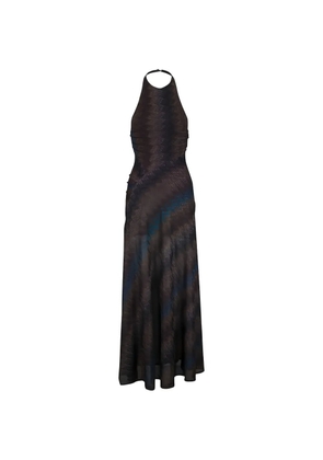 Missoni halter zigzag gown - Brown