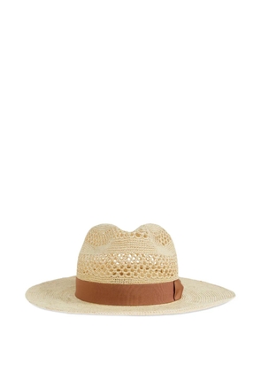 Giorgio Armani ribbon straw trilby - Neutrals