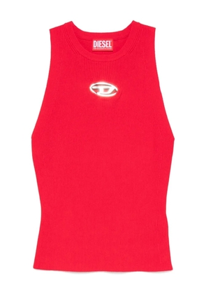Diesel ribbed logo-detail top - Red