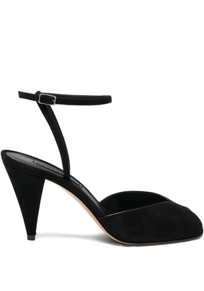 Casadei 75mm ankle-strap peep-toe heeled pumps - Black