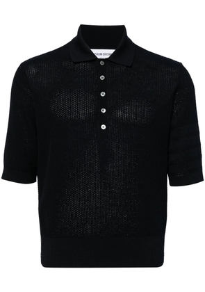 Thom Browne textured-stitch knit polo shirt - Blue