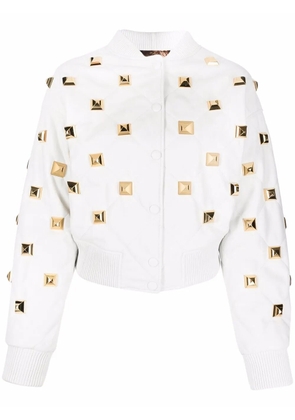 Philipp Plein studded quilted bomber jacket - White