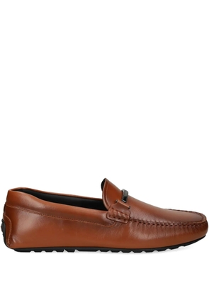BOSS leather metal-bar loafers - Brown
