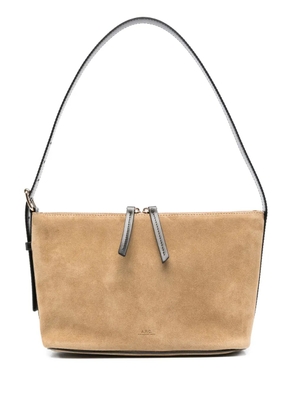 A.P.C. suede zip-fastening shoulder bag - Neutrals